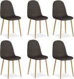 Homestyle4u Eetkamerstoelen - Set van 6 - Antraciet - Linnen