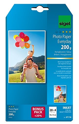 Sigel IP718 InkJet fotopapier 10x15 cm, 20 + 4 vellen gratis, hoogglanzend, wit, 200 g