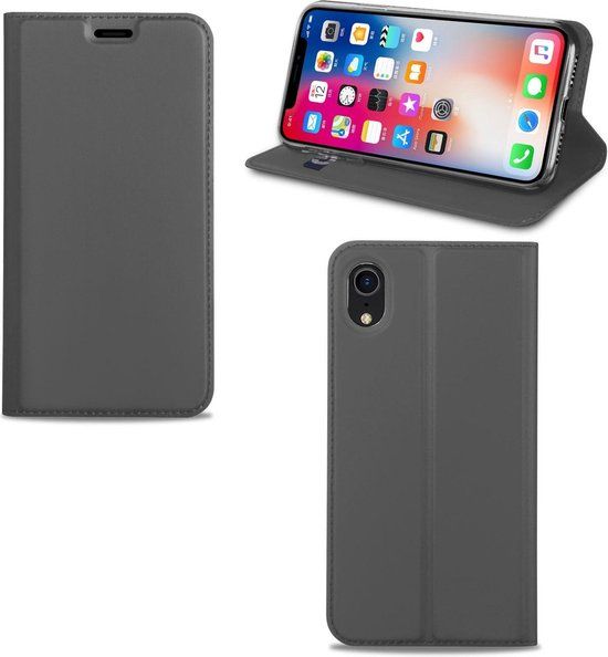 B2Ctelecom iPhone XR Hoesje - Book Case - Grijs - Met Pashouder