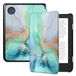 FINTIE Beschermhoes compatibel met 6 inch Kobo Clara Colour/BW 2024 en Kobo Clara 2E 2022 - Dunne en lichte hoes met magneetsluiting, smaragdgroen marmer