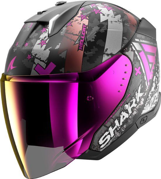 Shark Skwal i3 Jet Hellcat Mat Zwart Chrome Paars KUV - Helm