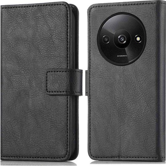 iMoshion Hoesje Xiaomi Redmi A3 - Book Case - Zwart - Met Pasjeshouder