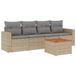 vidaXL 5-delige Loungeset met Kussens, Poly Rattan, Beige