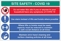 Site Safety COVID19 - Gebruik trappen, handhaven veilige sociale afstand in liften/takels, schone handen/oppervlakken - 4mm gefluteerd 900x600mm