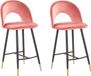 Beliani FALTON - Tabouret de bar - Rouge - Velours - Set de 2