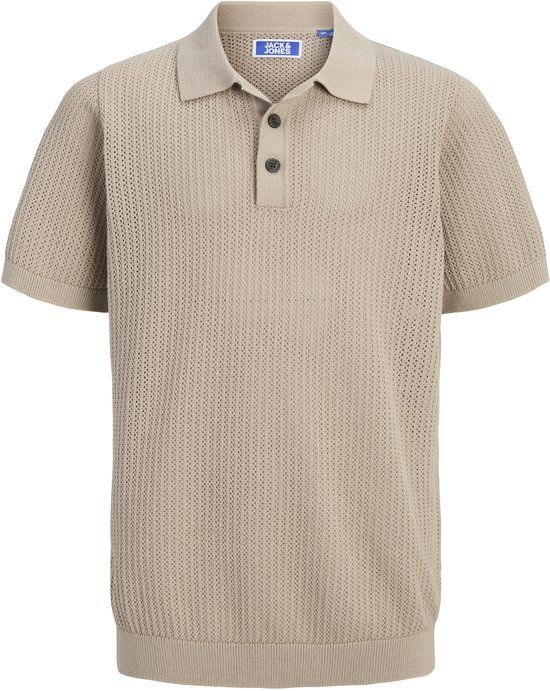 JACK&JONES JJJESS KNIT POLO SS JNR Jongens Polo Korte mouw Katoen/Polyester Regular Fit Zand 140