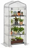 StarTech Mini-broeikas - Foliebroeikas - 4 planken - 70 x 50 x 160 cm - PE-afdekking - metalen frame - wit/grijs
