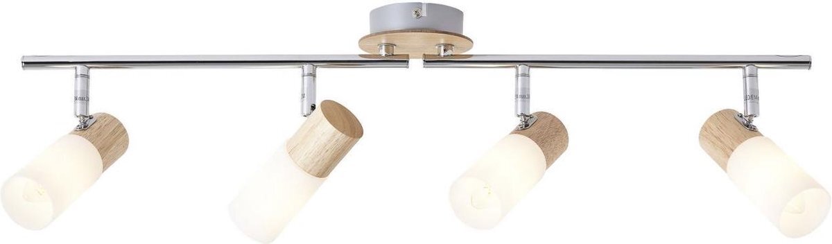 Brilliant lamp Babsan spot buis 4 fl. Hout licht / wit | 4x C35, E14, 3.5W, geschikt voor kaarslampen (niet inbegrepen) | Schaal A ++ tot E | Draaibare koppen / roterende armen