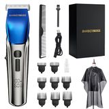 BarberBoss Tondeuse Heren, Baardtrimmer - 4 snelheden, Keramisch mes, 8 opzetkammen, LED-display, Opladen via USB, Waterdicht, Haarverzorgingsset, QR-2083