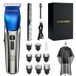 BarberBoss Tondeuse Heren, Baardtrimmer - 4 snelheden, Keramisch mes, 8 opzetkammen, LED-display, Opladen via USB, Waterdicht, Haarverzorgingsset, QR-2083