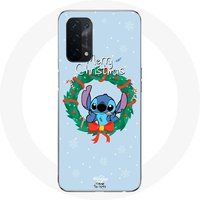 Maniacase Etui voor Oppo A54 5G Stitch sneeuw merry christmas blauw