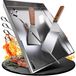 Plaque de cuisson en acier inoxydable, dimensions 35 x 25 cm, avec spatules et brochettes pour grill