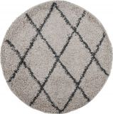 vidaXL Vloerkleed PAMPLONA shaggy hoogpolig Ø 100 cm beige antraciet