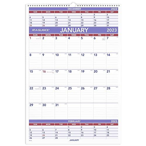 AT-A-GLANCE 2023 Wall Calendar, 15-1/2\" x 22-3/4\", Large, Spiral-Bound, 3-Month Reference (PM628)