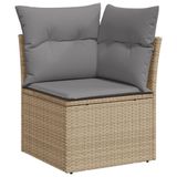 vidaXL 10-delige Loungeset met Kussens, Poly Rattan, Beige