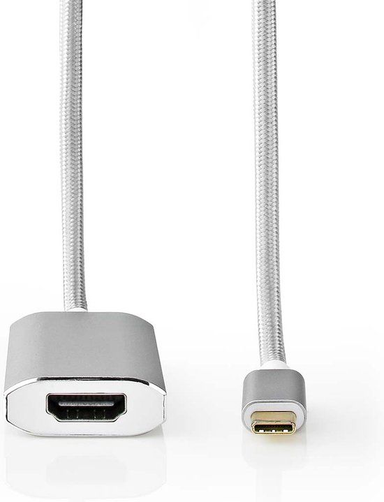 Nedis USB-C naar HDMI Adapter - 2m - Gevlochten Nylon - Zilver