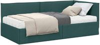 vidaXL Cadre de lit d'angle avec matelas - Vert foncé - Velours - 100 x 200 cm