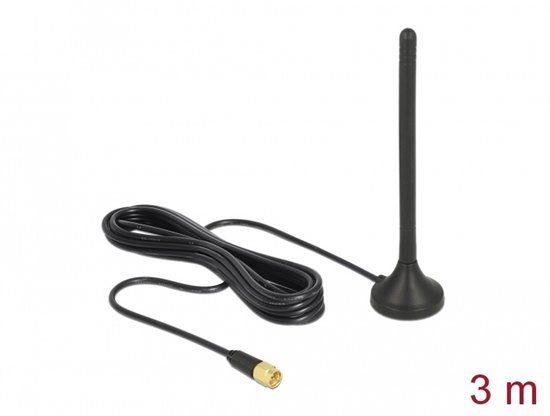 Maveri12419 Delock GSM / UMTS / LTE-antenne SMA-plug 2,5 DBI Vaste omnidirectionele met magnetische basis- en verbindingskabel RG-174 3 M Buiten zwart