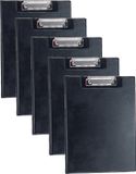 Merkloos Documenten Clipboard in A4 formaat - 5x - Zwart - Kunststof - Klembord - Kantoor - 21 x 29 cm