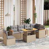 Maison Exclusive - Ensemble de jardin, 7 pièces, avec coussins, beige, en polyrotin