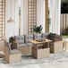 Maison Exclusive - Ensemble de jardin, 7 pièces, avec coussins, beige, en polyrotin