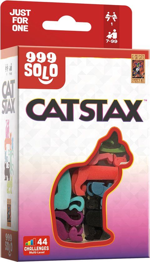 999 Games - Cat Stax - Breinbreker - Puzzelstukjes in de vorm van katten - Stimuleert het ruimtelijk inzicht - Educatief spel - Dierenpuzzel - Solo spel - Klein cadeautje
