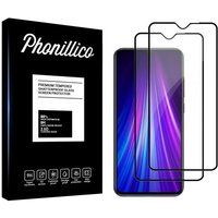 Phonillico® Gehard glas voor Xiaomi REDMI NOTE 8 PRO [Pack 2] Volledig transparante film Zwarte rand glazen schermbeschermer