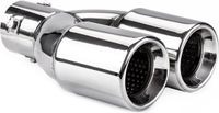 AMIO Universeel RVS uitlaat sierstuk eindstuk - 2x74mm - MT 008 - Aansluit diameter tussen de 36mm en 54mm