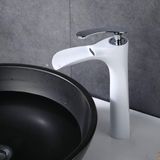 Merkloos Watervalkraan Badkamer Hoge wastafelkraan voor badkamer Messing Wit (chroom handvat)