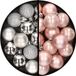Merkloos / Sans marque Billiet - Vanlaere Kerstballen 36x stuks - 3 en 4 cm - zilver en lichtroze - kunststof