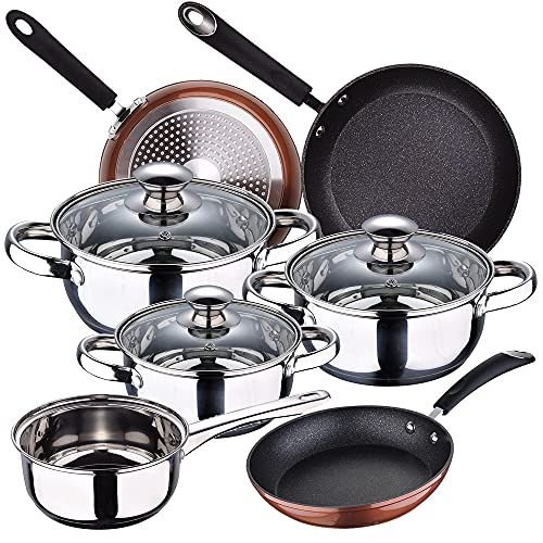 San Ignacio Kookgerei set, 7-delig, Faro, roestvrij staal, met pannenset (20/24/28 cm) MOMA van gesmeed aluminium