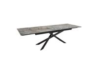 Stelix Table à manger STELIX 180–220–260 cm – Plateau en céramique aspect marbre et verre trempé