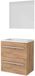 Basic Line Ultimate 39 Badkamermeubelset - Ondiep - 60 x 39 cm - Met Grepen - 2 Lades - Acryl Wastafel - 1 Kraangat - Spiegel met Indirecte LED Verlichting - Whisky Oak