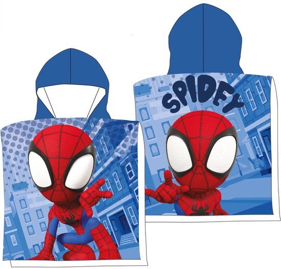 4KidsOnly Spiderman Poncho Kinderen Unisex Multi Colour Printopdruk Microfiber Polyester