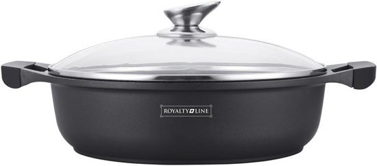 Royalty Line Marble Coating Wide braadpan met glazen afdekplaat zwart