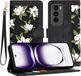 Techsuit FlipCraft Book Wallet Case étui avec cordon pour Oppo Reno12 - Flowers of the Dawn