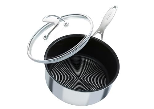 Circulon SteelShield C-serie roestvrijstalen steelpan 18 cm / 1,9 l - inductie steelpan met deksel met hybride antiaanbaklaag, metalen gebruiksvoorwerp veilig en vaatwasmachinebestendig kookgerei