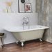 Hudson Reed Oxford Semi-autoportant Baignoire d'angle Classique 168,5cm x 75cm - Lin Gris, avec Pieds de baignoire Blancs