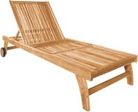 AXI Wayne Teak Ligbed – 200 x 75 x 94 cm – Teakhout – Rugleuning met 4 standen – Voetensteun met 3 standen – Met Wielen