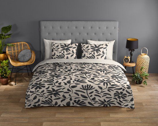 Good Morning dekbedovertrek getekende bloemen - 1 persoons 140x200/220 cm - Ecru - 100% Katoen renforce