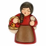 THUN - Kribbe 2022 - kerststalfiguur voor dames op de markt van keramiek, met de hand versierd, rode jurk - klassieke lijn wieg - 5,8 x 5 x 8 cm h