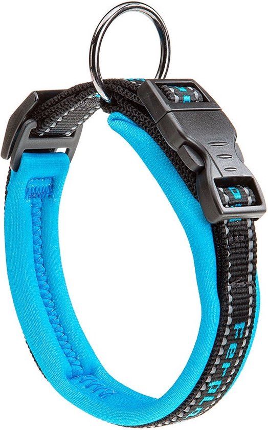 Ferplast Sport - Halsband Hond - Nylon - 43 cm - Blauw/Zwart - Maat M - Reflecterend