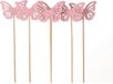 HBX natural living Tuinsteker vlinder Papilio op stok 6 stuks 50cm roze