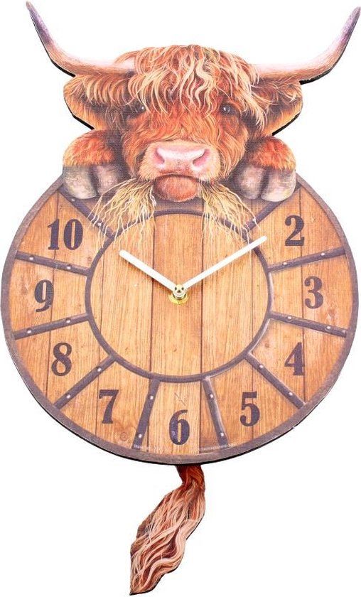 Nemesis Now Hooglander Stier Wandklok Bruin 36.8cm