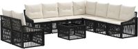vidaXL - Tuinbank - Set - 9 zitplekken - Zwart - Polyrattan