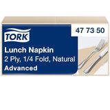 Tork Lunchservet Naturel, 1/4 gevouwen, 2-laags, 33 x 33 cm, 200 servetten, 477350