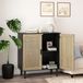 OKWISH Armoire – Avec Portes en Rotin – 80×40×88 cm – 2 Portes et 2 Niches Ouvertes – Pour Salon Salle à manger ou Hall – MDF Noir