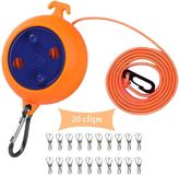 Ibenzoa® Waslijn uittrekbaar, draagbaar, 10 meter – ABS-behuizing en nylon touw, inclusief 20 windbestendige wasknijpers, compact, diameter 7,5 cm, met 2 haken