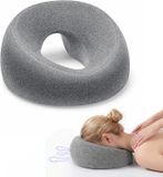 Coussin de massage pour le visage, coussin de massage pour lit avec aérations - oreiller ergonomique pour lits de massage, adapté aux spas, salons, à la maison et au bureau (gris)