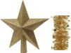 Decoris Kaemingk B.V. Kerstversiering kunststof glitter ster piek 19 cm en sterren folieslingers pakket goud van 3x stuks - Kerstboomversiering